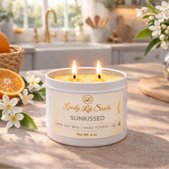 Hand Crafted Other - Sunkissed 6oz Double Wick Premium Soy Wax Candle by Lovely Life Scents